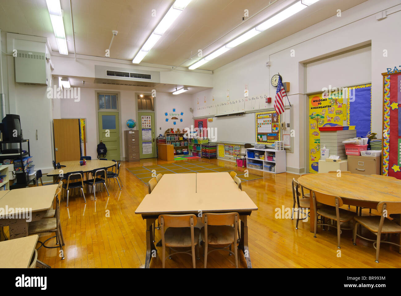 Kindergarten and First Grade classroom. Stock Photo