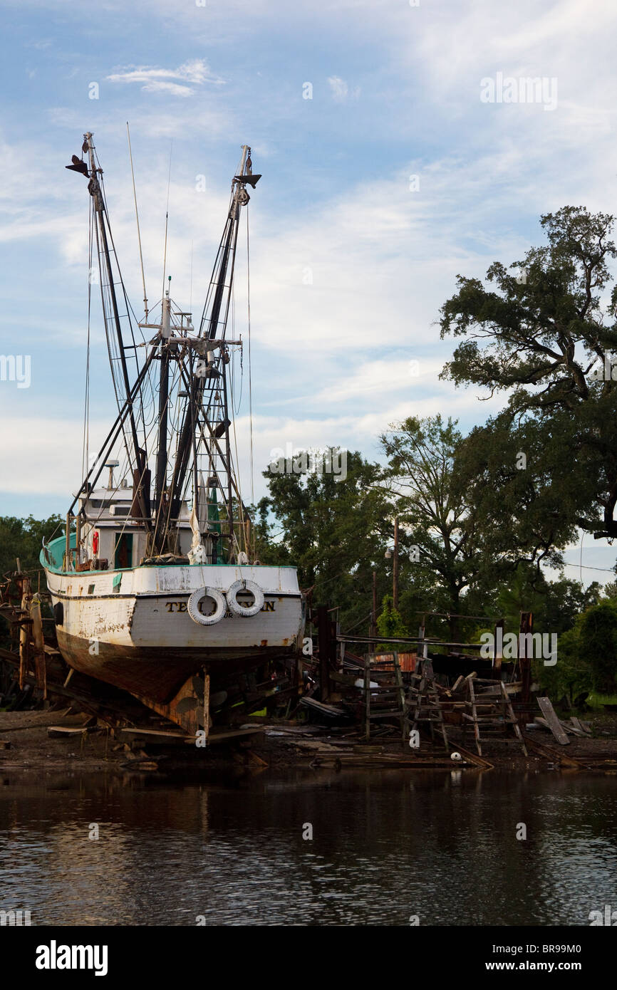 Shrimp boats in Bayou La Batre, Alabama, fishing boats in port Stock Photo