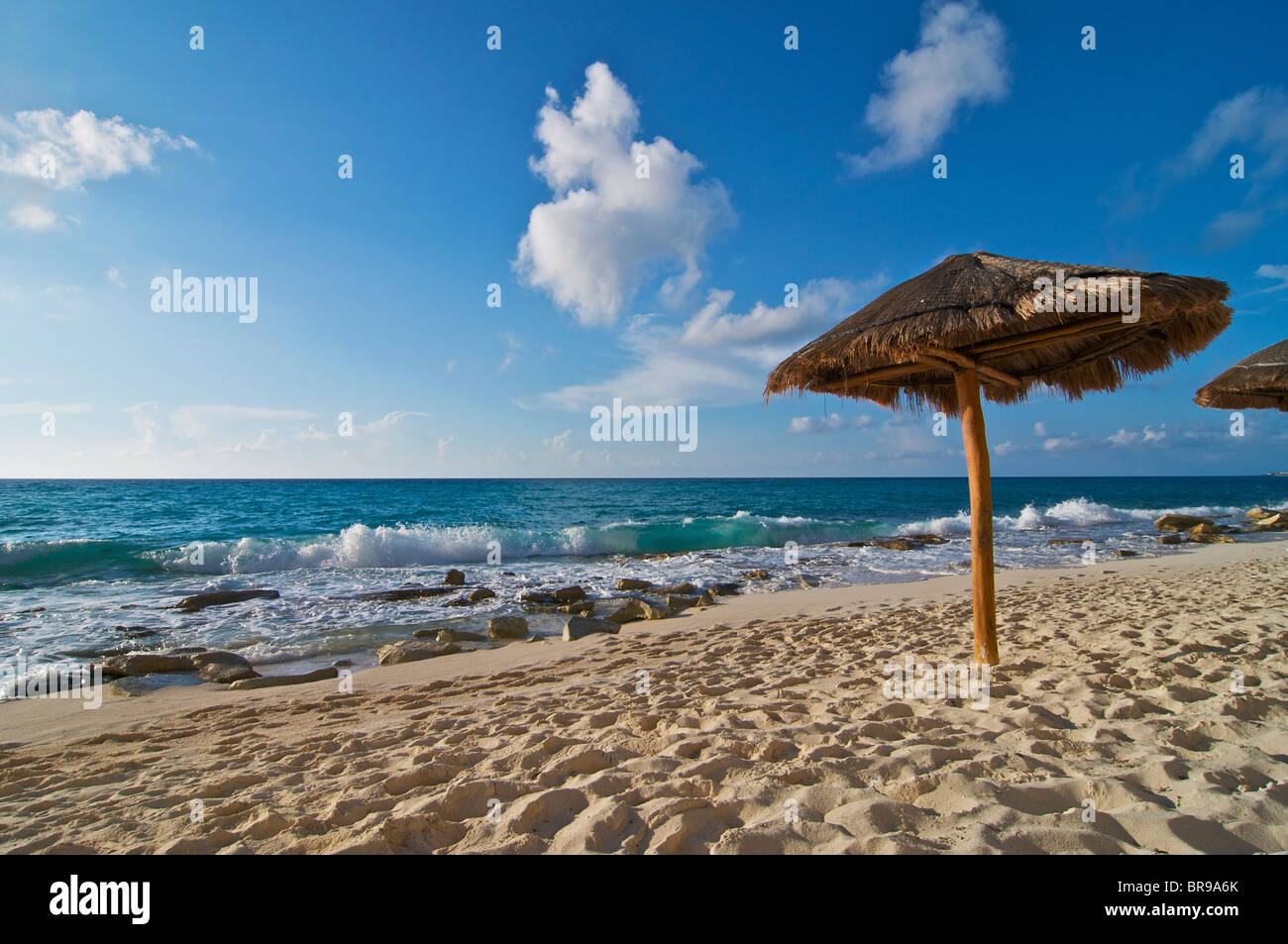 Caribbean Beach Palapa Stock Photo