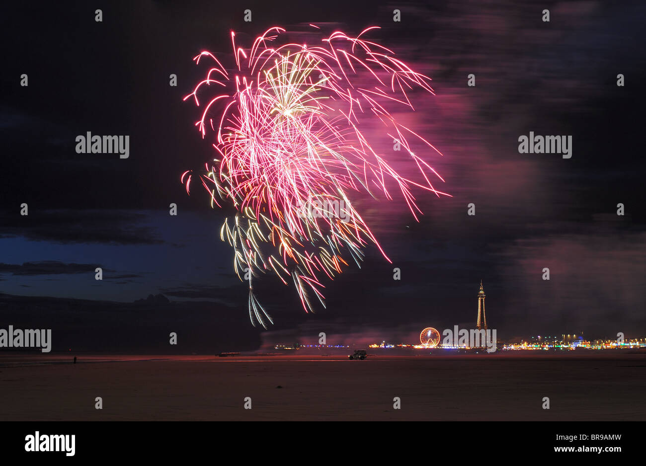 The French entry in the 2010 world fireworks competition at Blackpool Stock Photo