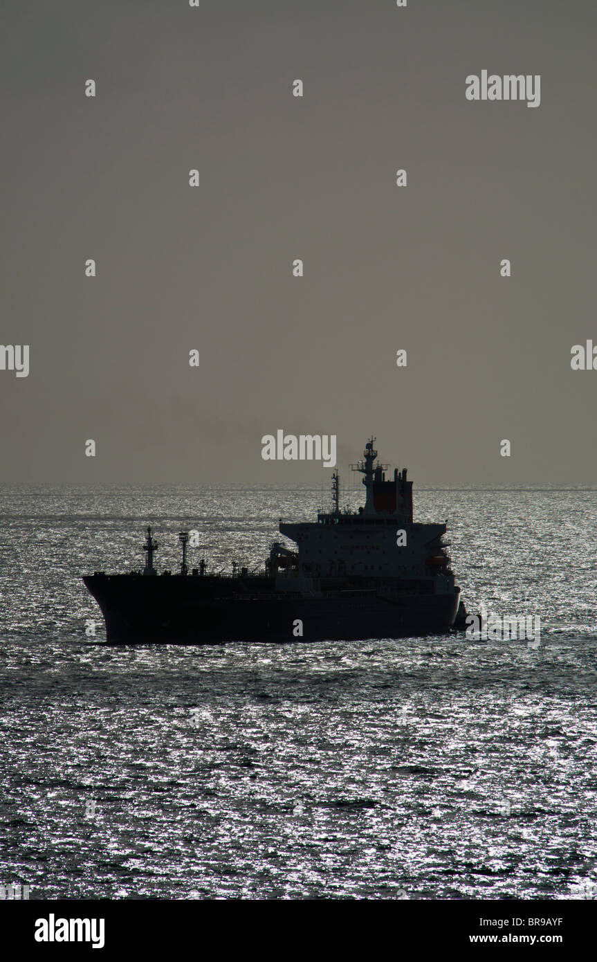 Port Everglades, Florida, USA. Oil tanker, Sunshine State docking with assistance of Seabulk Towing tug, New River. Stock Photo