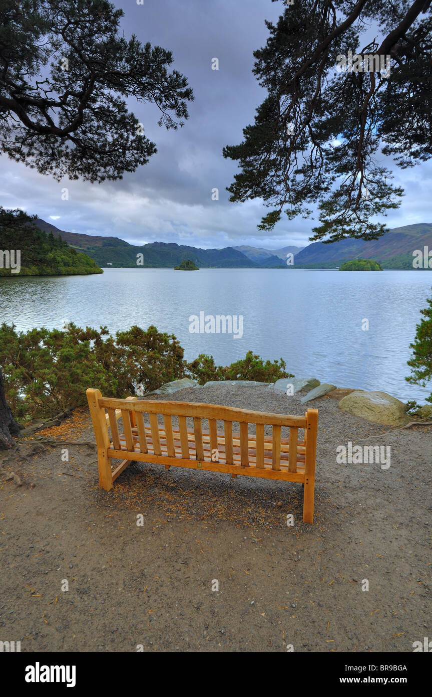 The view over Derwentwater from Friars Crag Stock Photo