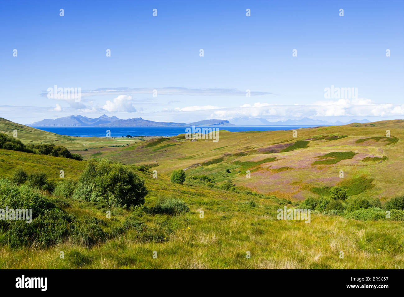 Ardnamurchan. View to islands of Rum, Eigg and Skye. Highland, Scotland, UK Stock Photo