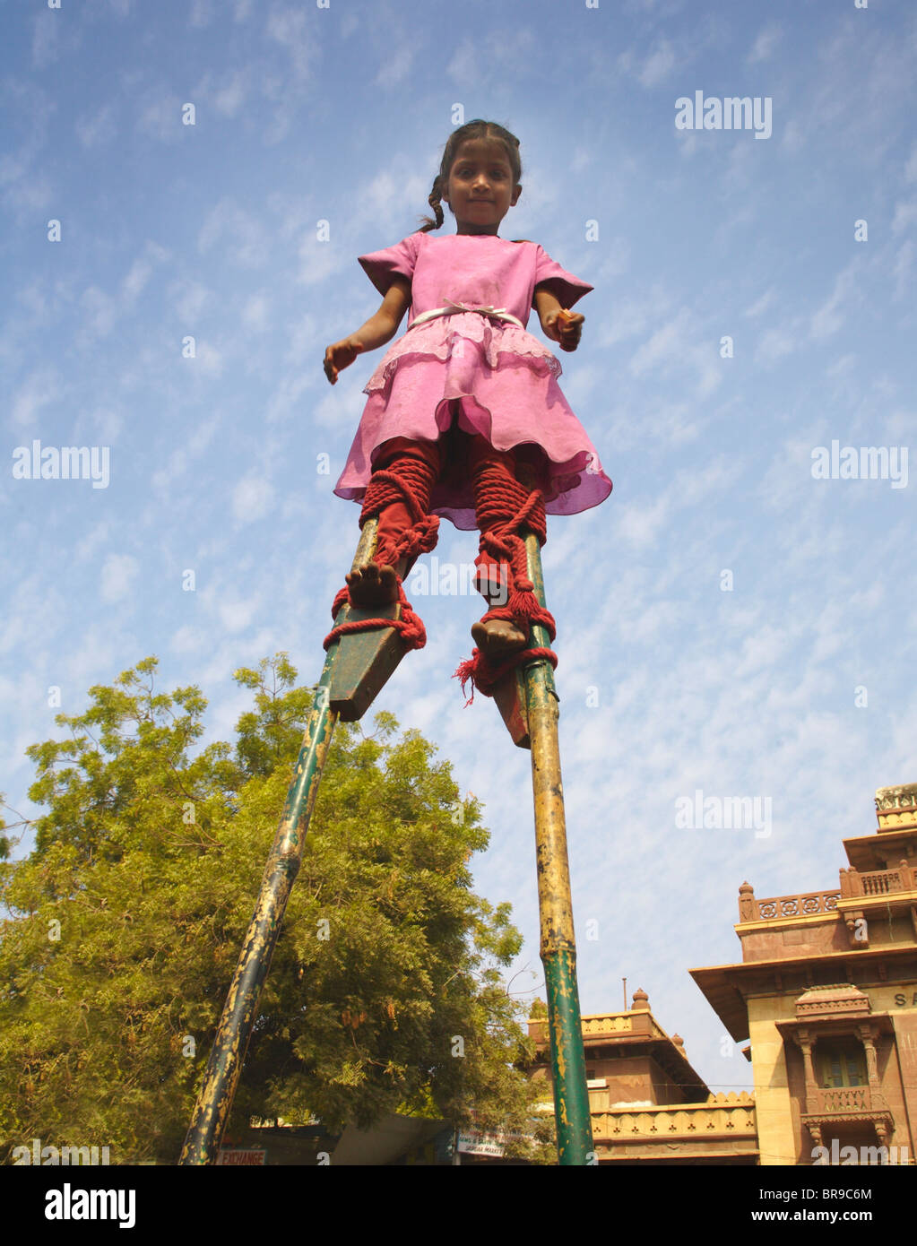 Young female stilt walker Jodhpur India Stock Photo Alamy