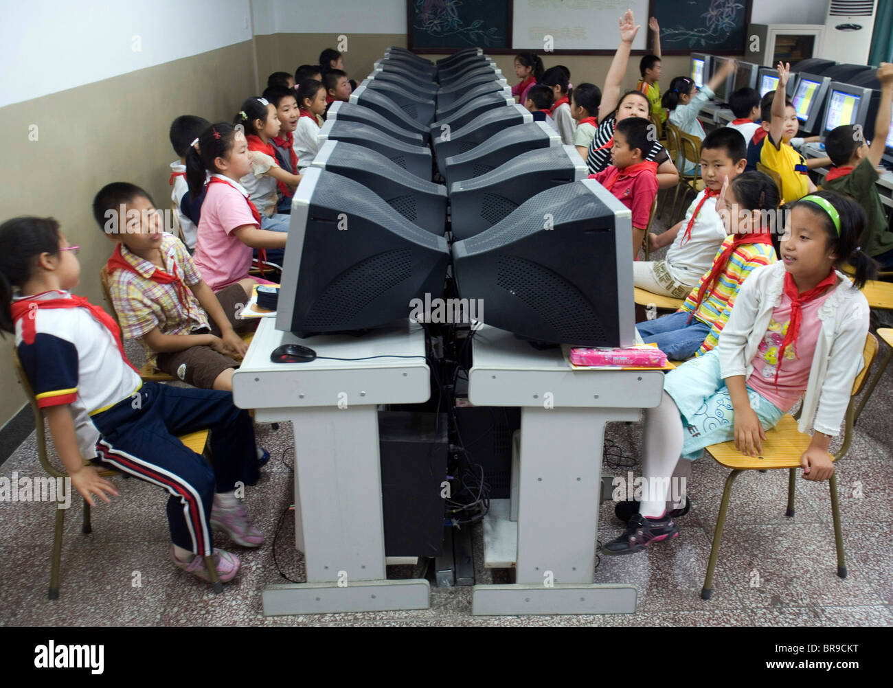 Chinese schoolchildren at a class in Beijing China. Stock Photo