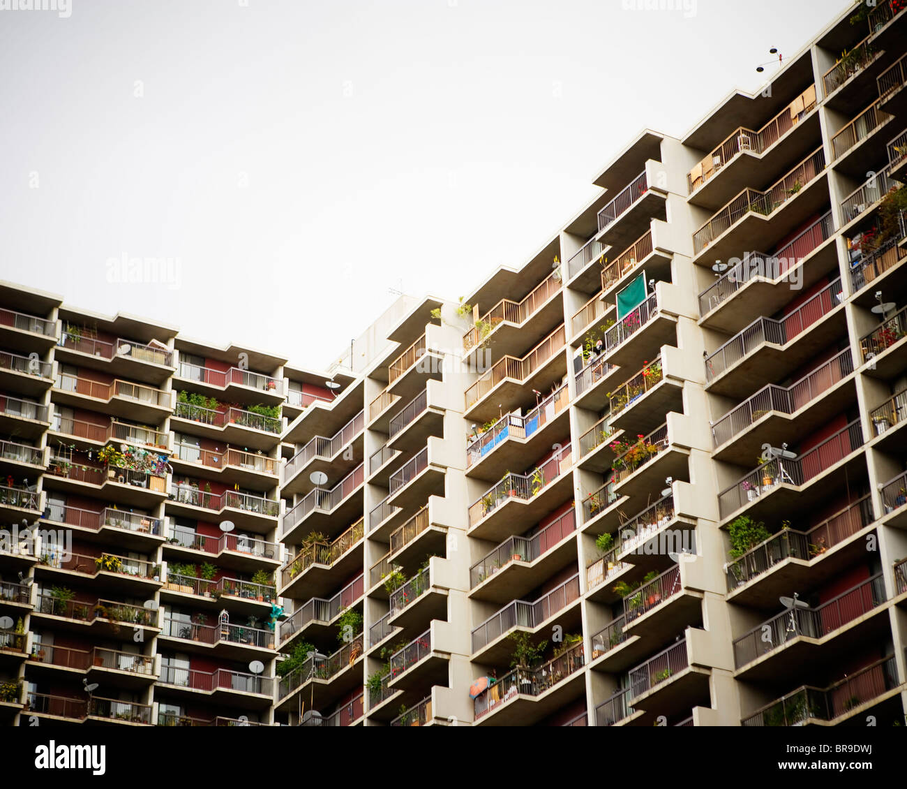 Balconies of high rise apartments Los Angeles California Stock Photo