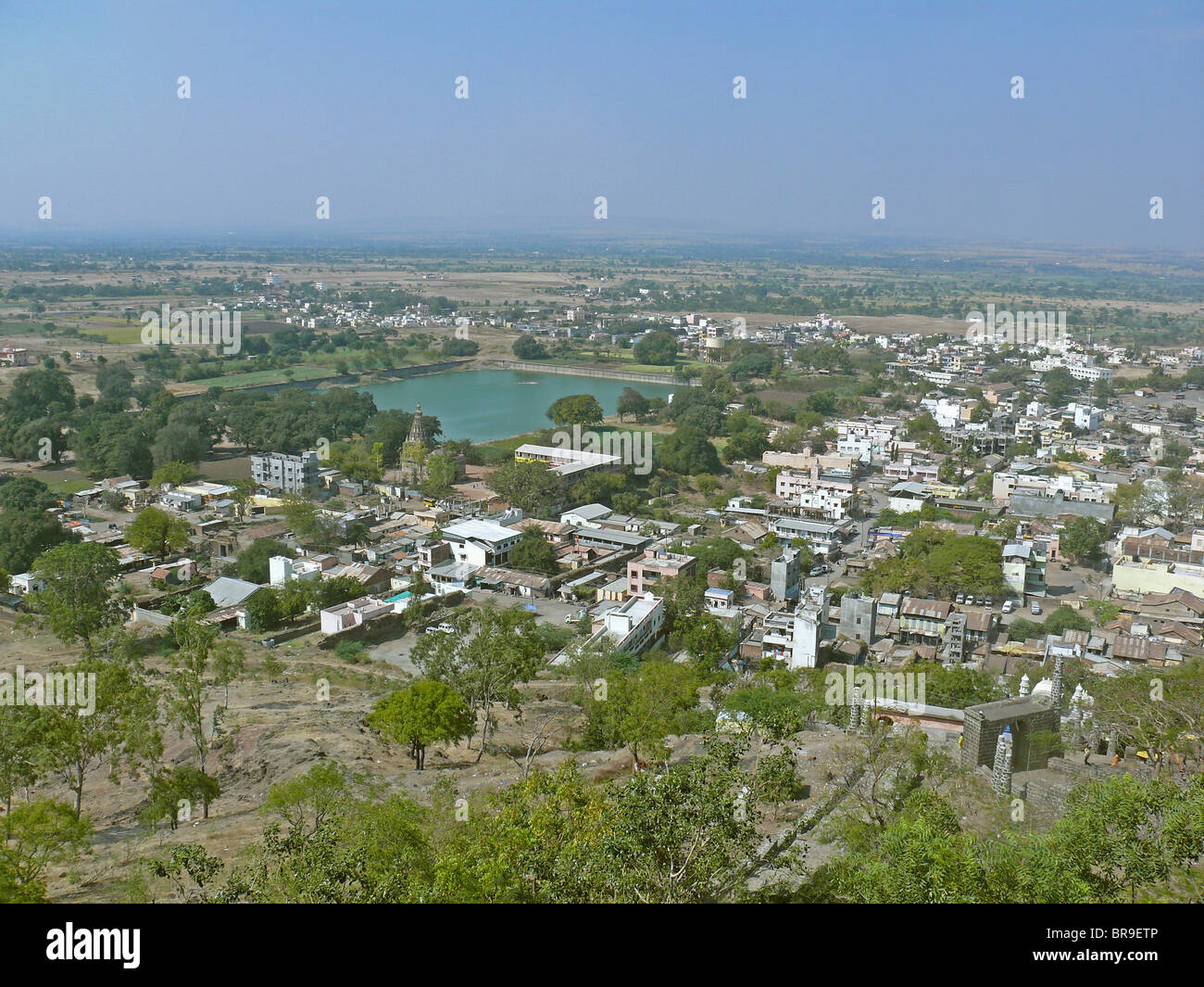 View of a developed area near Peshve and Ahilyadevi Holkar Talav in Jejuri city, Maharashtra, India Stock Photo