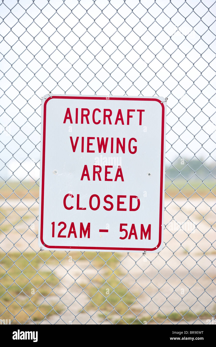 Aircraft Viewing Area Sign at Port Columbus International Airport in Columbus Ohio Stock Photo