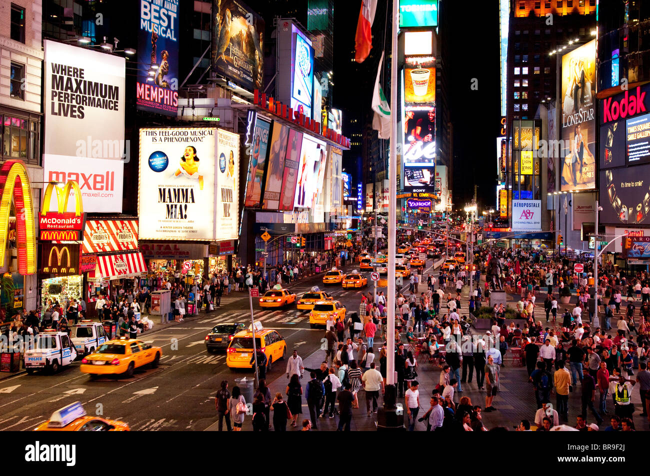 Nighttime in Times Square, New York City, USA Stock Photo