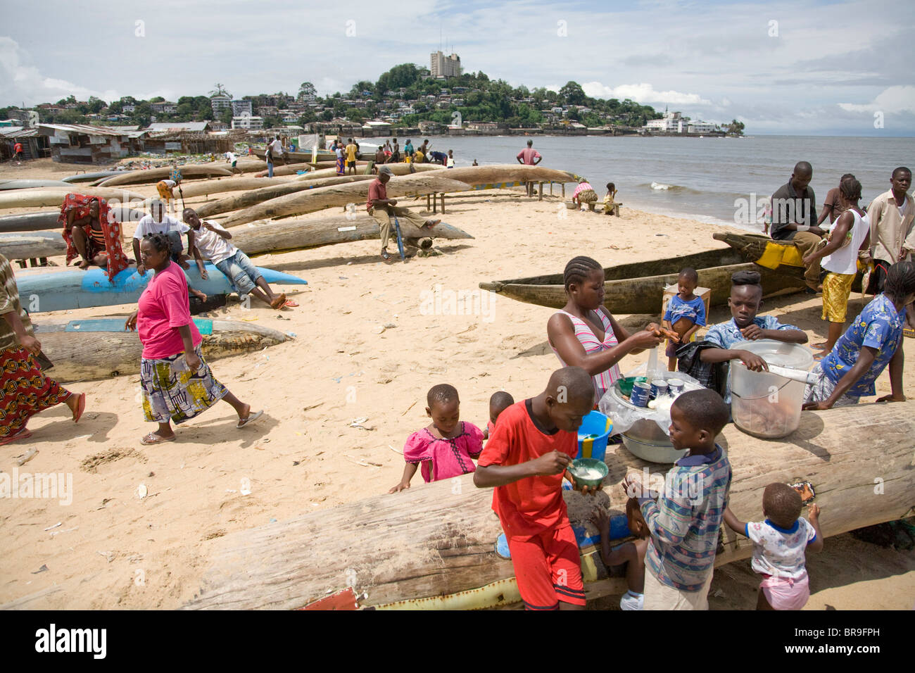 Life in the Monrovian fishing community of West Point in Liberia. Stock Photo