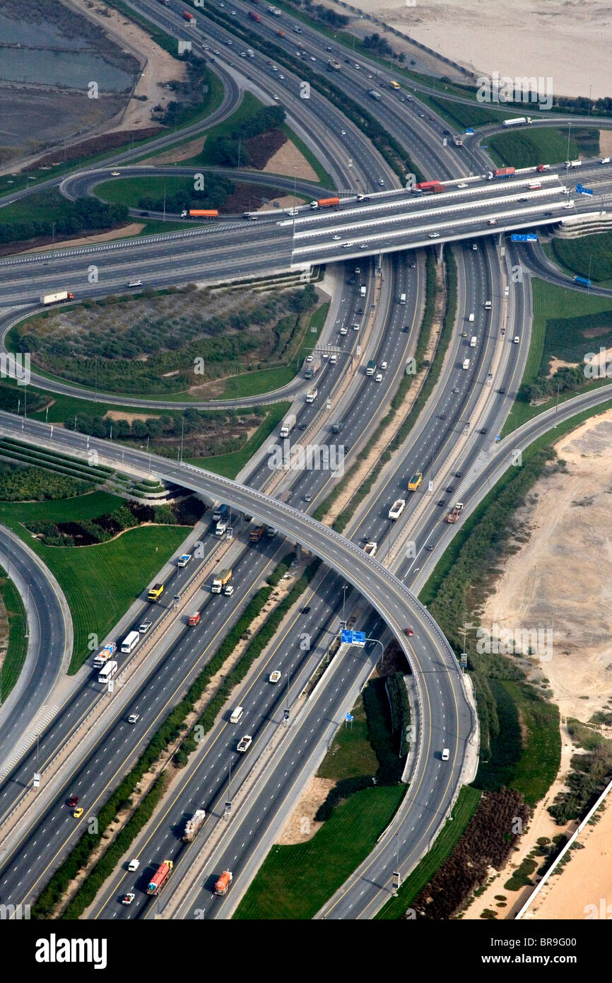 Intersection E44 and E66 near Nad Al Sheba, Dubai. Stock Photo