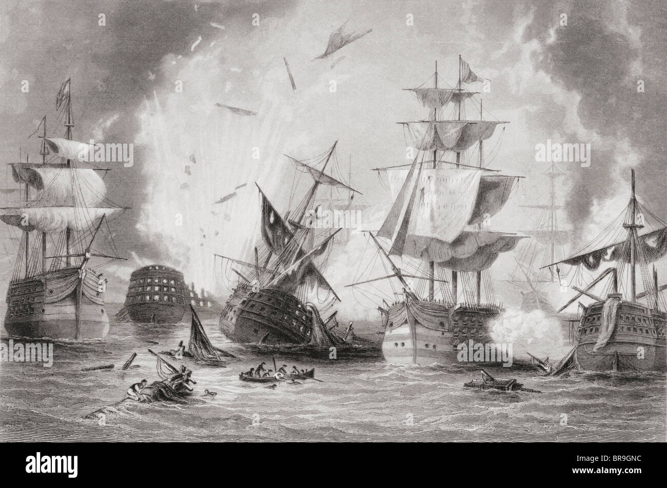 The Battle of Navarino, 20 October 1827, fought in Navarino Bay, Ionian Sea, Greece. Stock Photo