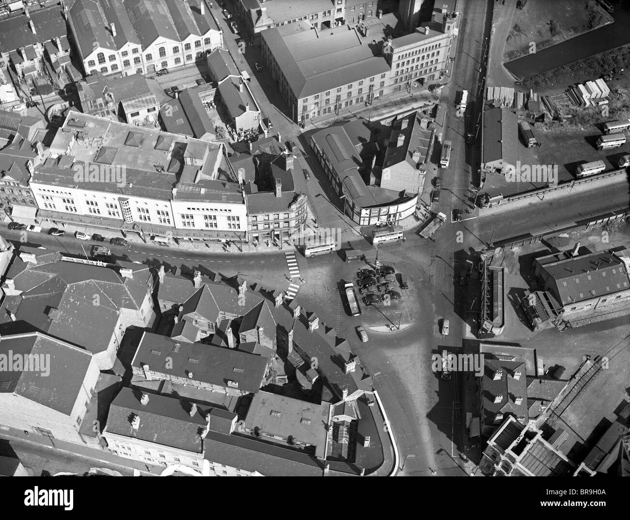 Aerial view of Lichfield Street Wolverhampton in the 1950's Stock Photo