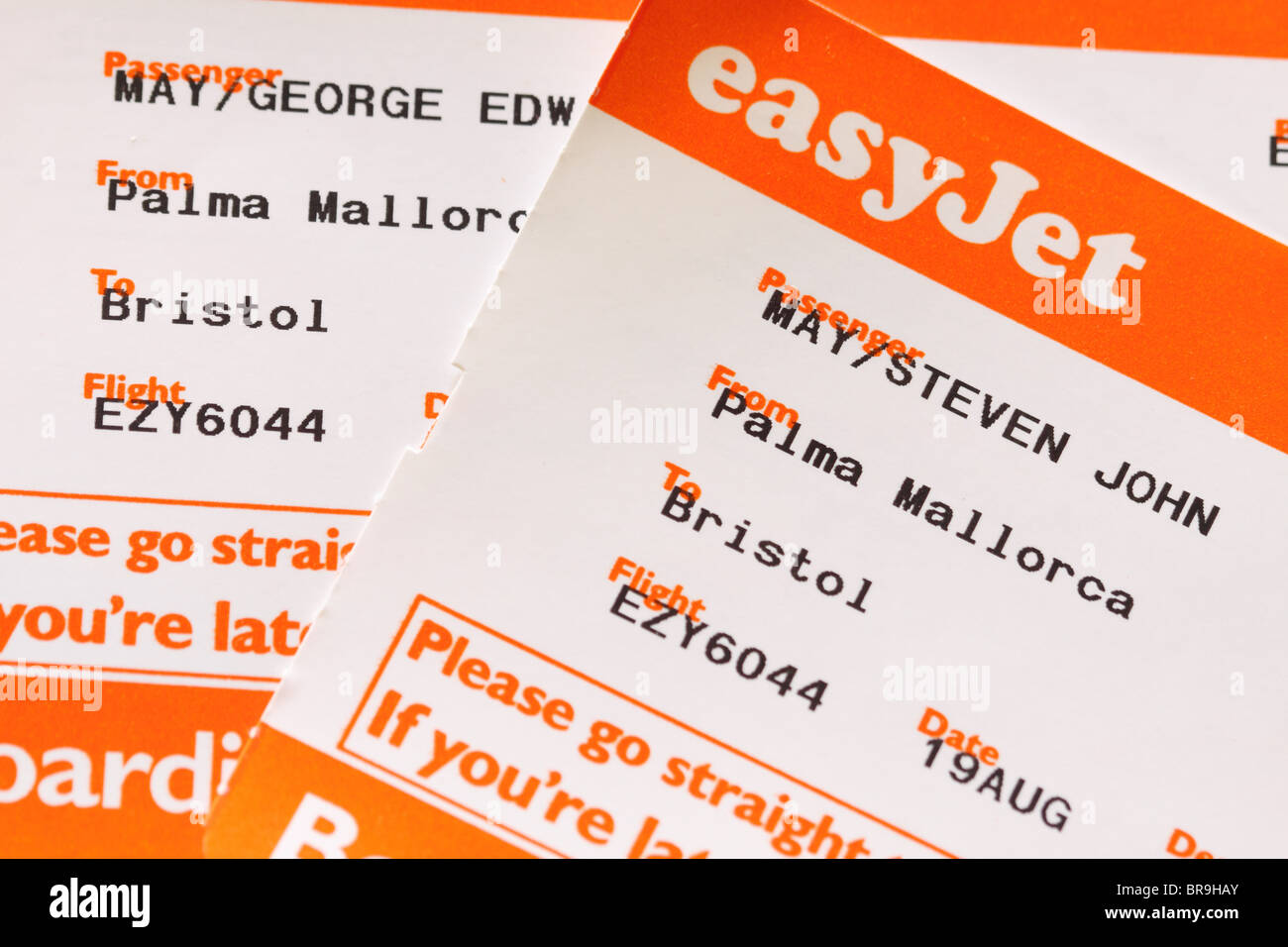 Easyjet airline flight boarding pass ticket Stock Photo