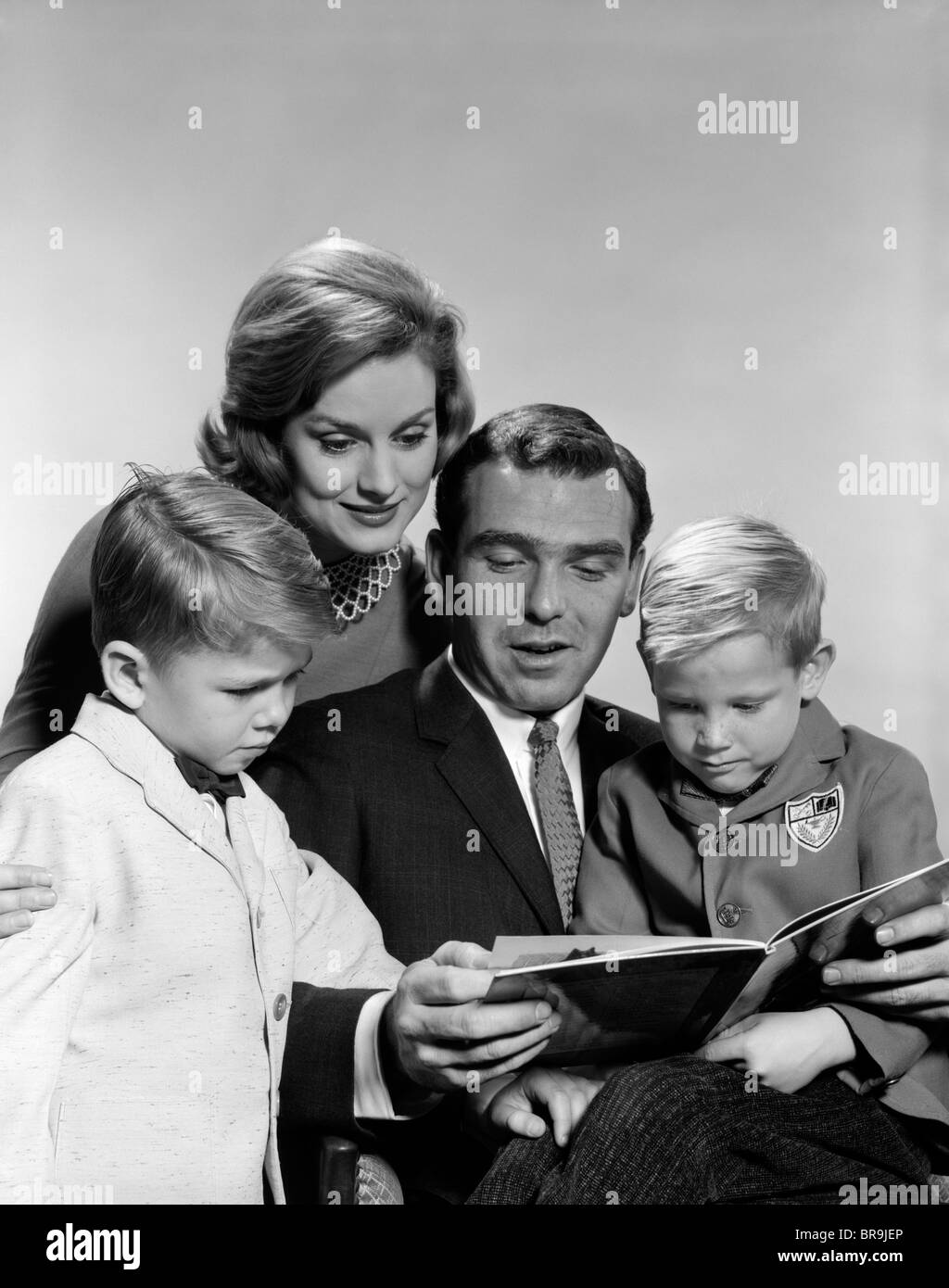 Father and children together Black and White Stock Photos & Images - Alamy