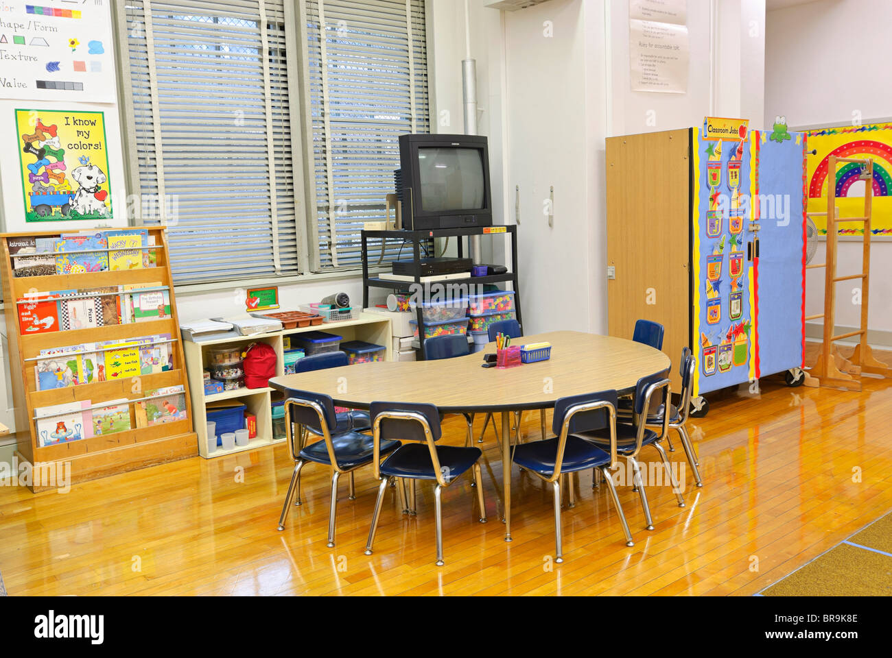 Kindergarten and First Grade classroom. Stock Photo
