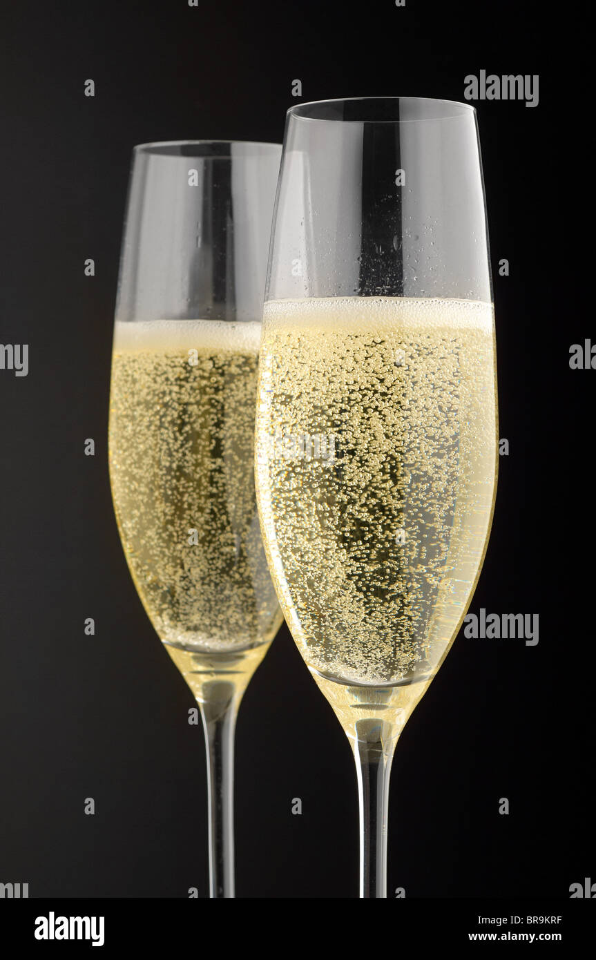 Two champagne glasses with champagne Stock Photo