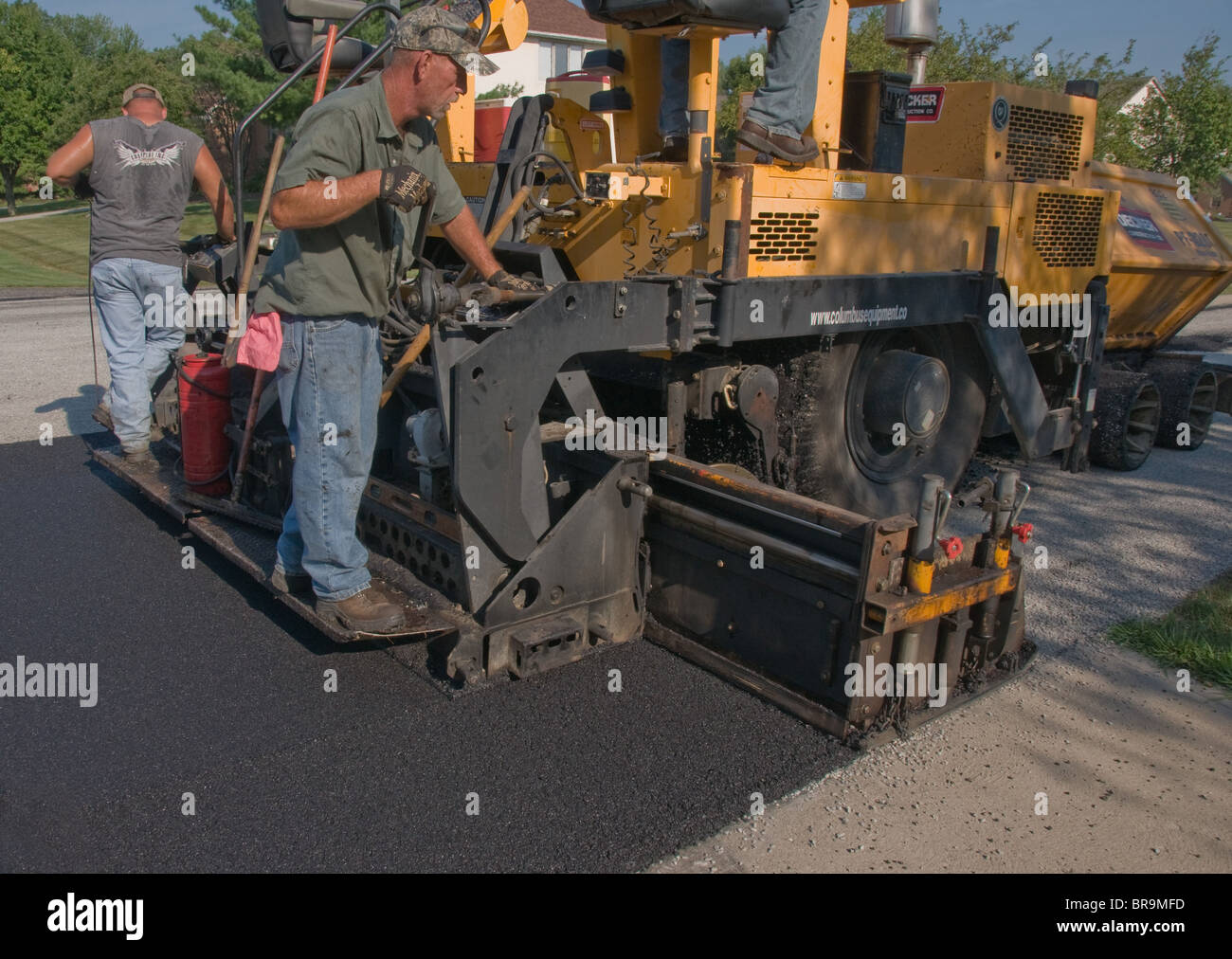Paving street in residential area . Ohio USA Stock Photo Alamy