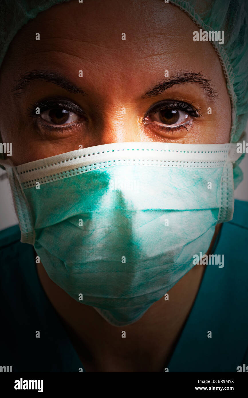 Theatre nurse in medical scrubs Stock Photo