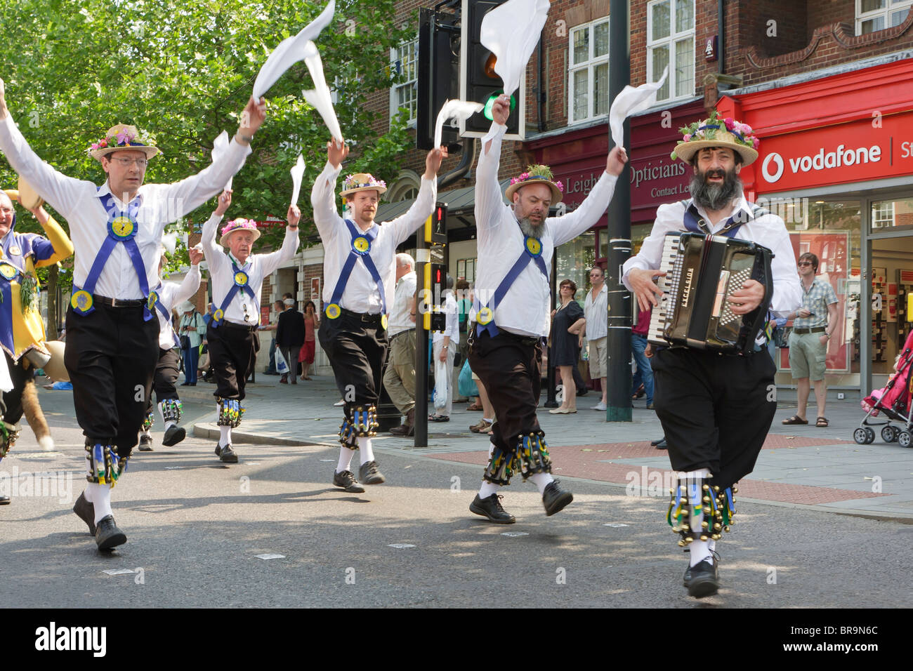 Members of the Letchworth Morris Men performing Cotswold style dance at