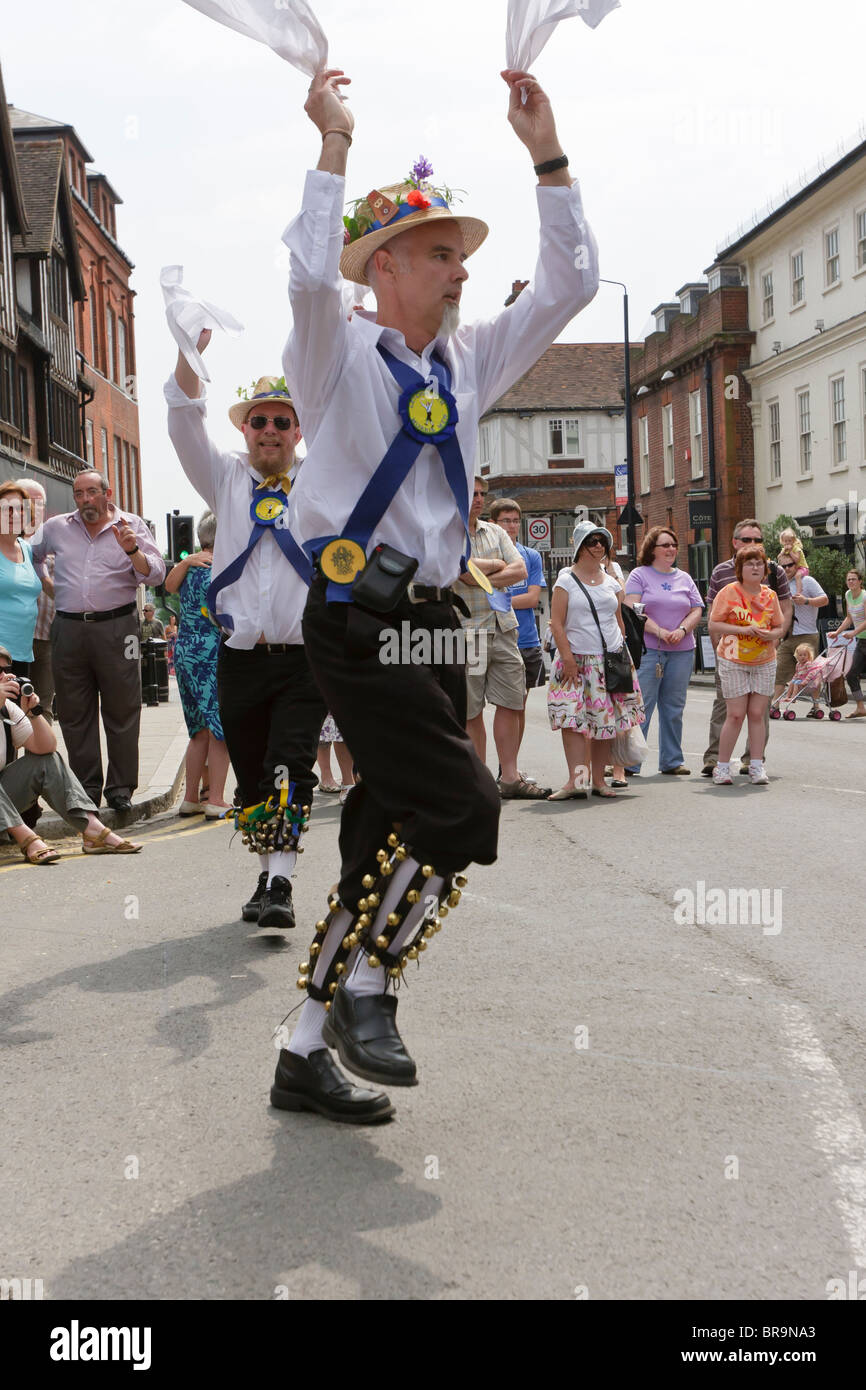 Members of the Letchworth Morris Men performing Cotswold style dance at