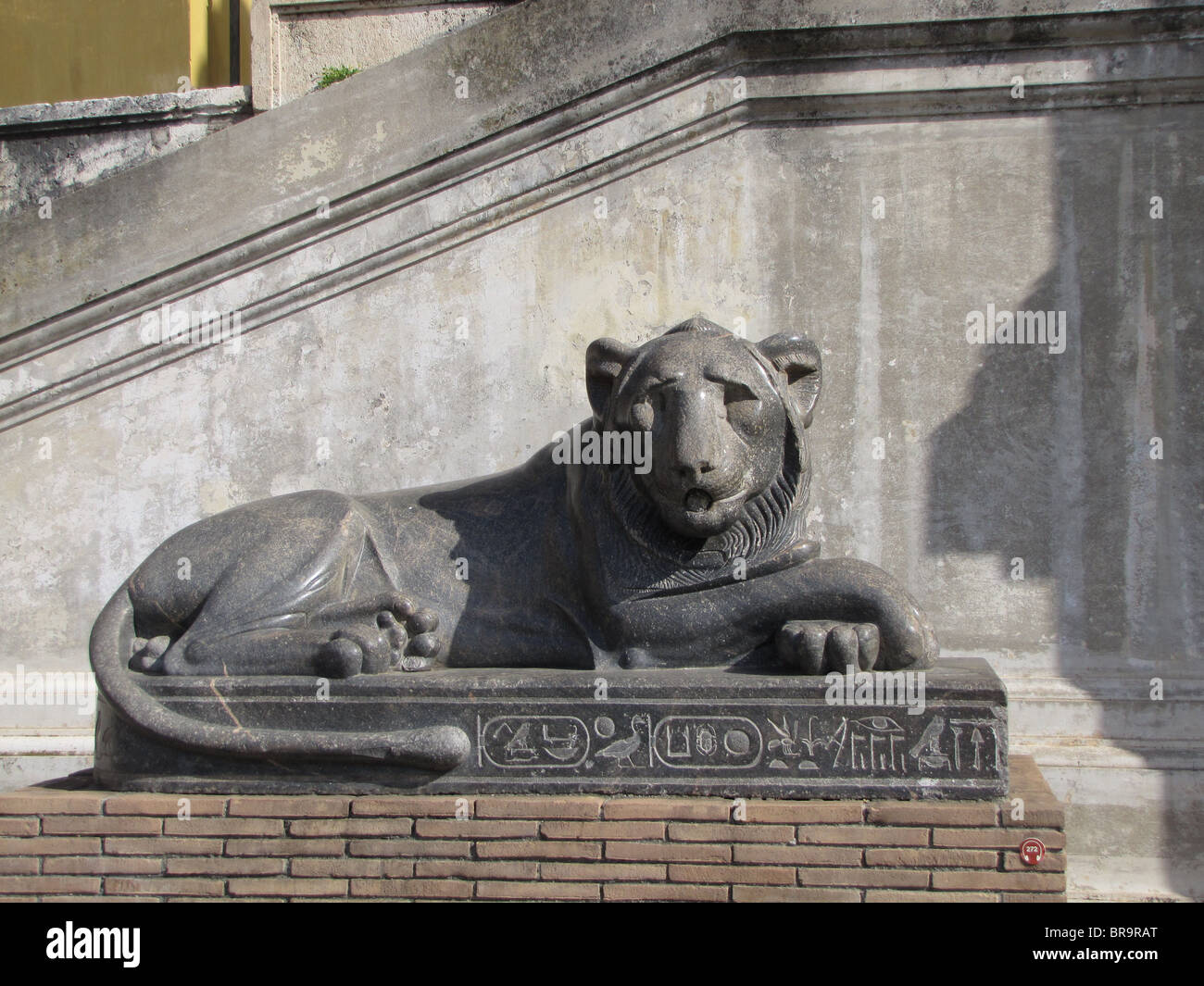 Italy, Rome, The Vatican Museum Basalt lion sculpture in front of Egyptian Museum in Vatican Stock Photo