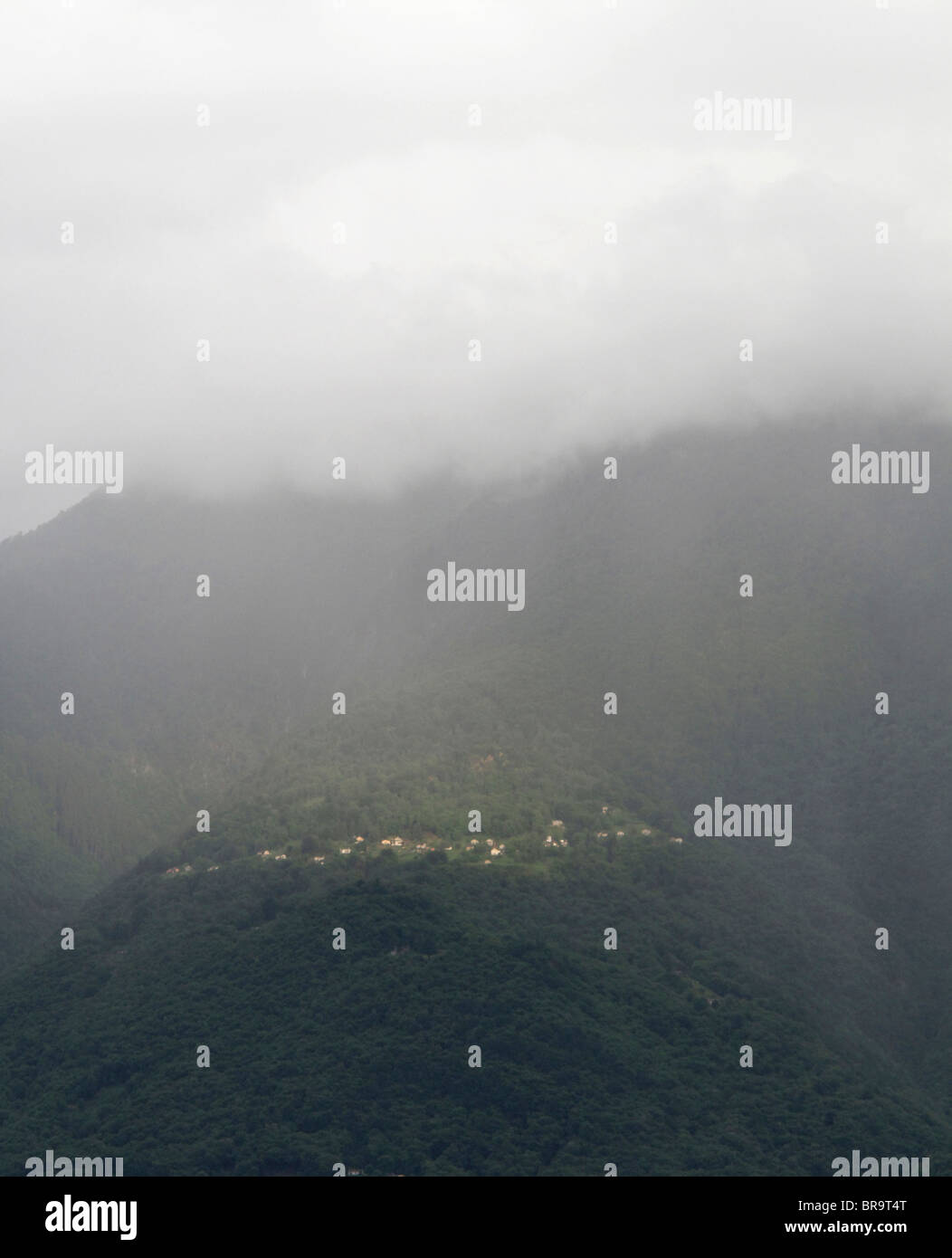 heavy rain showers over mountain area of gambarogno (near village of
