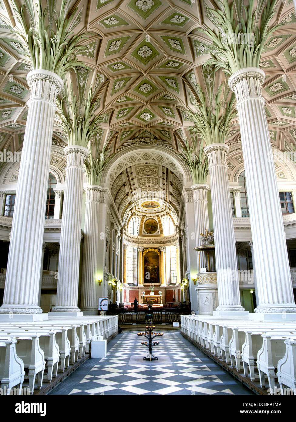 Nikolaikirche Church, columns, painted ceiling, Leipzig, Saxony, Germany, Europe Stock Photo