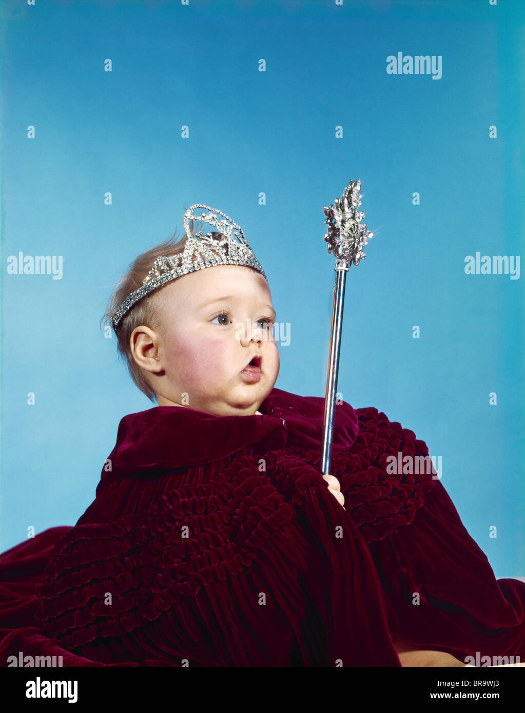 1960s BABY DRESSED AS ROYAL QUEEN IN A VELVET ROBE CLOAK CAPE ...