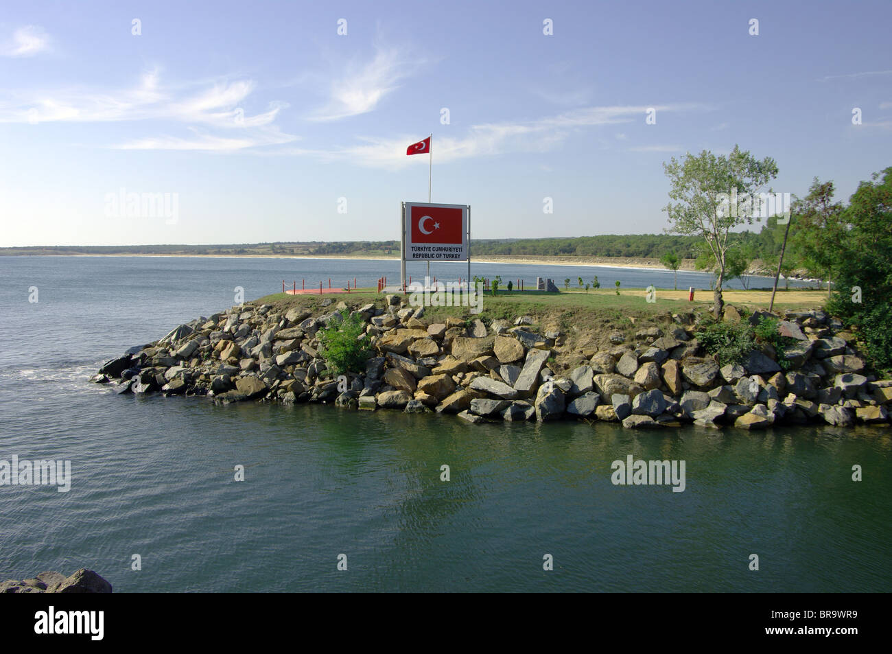 Bulgarian - Turkish border near the village Rezovo on the Black Sea. Stock Photo