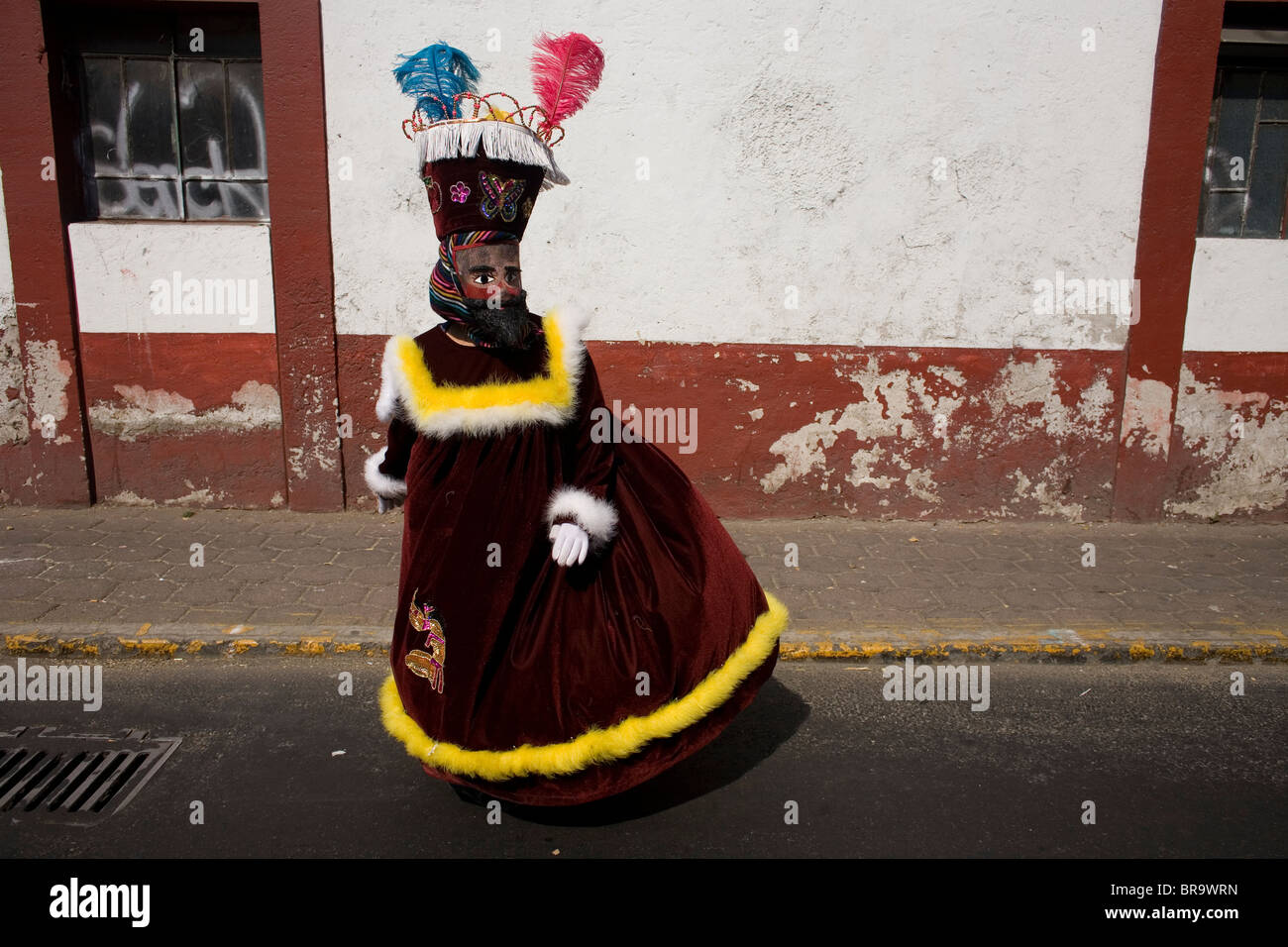 A Chinelo dancer performs during carnival celebrations in Mexico City Stock Photo