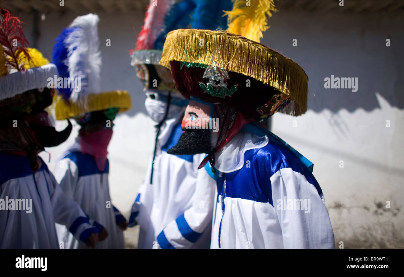A Chinelo dancer performs during carnival celebrations in Tlayacapan Mexico Stock Photo