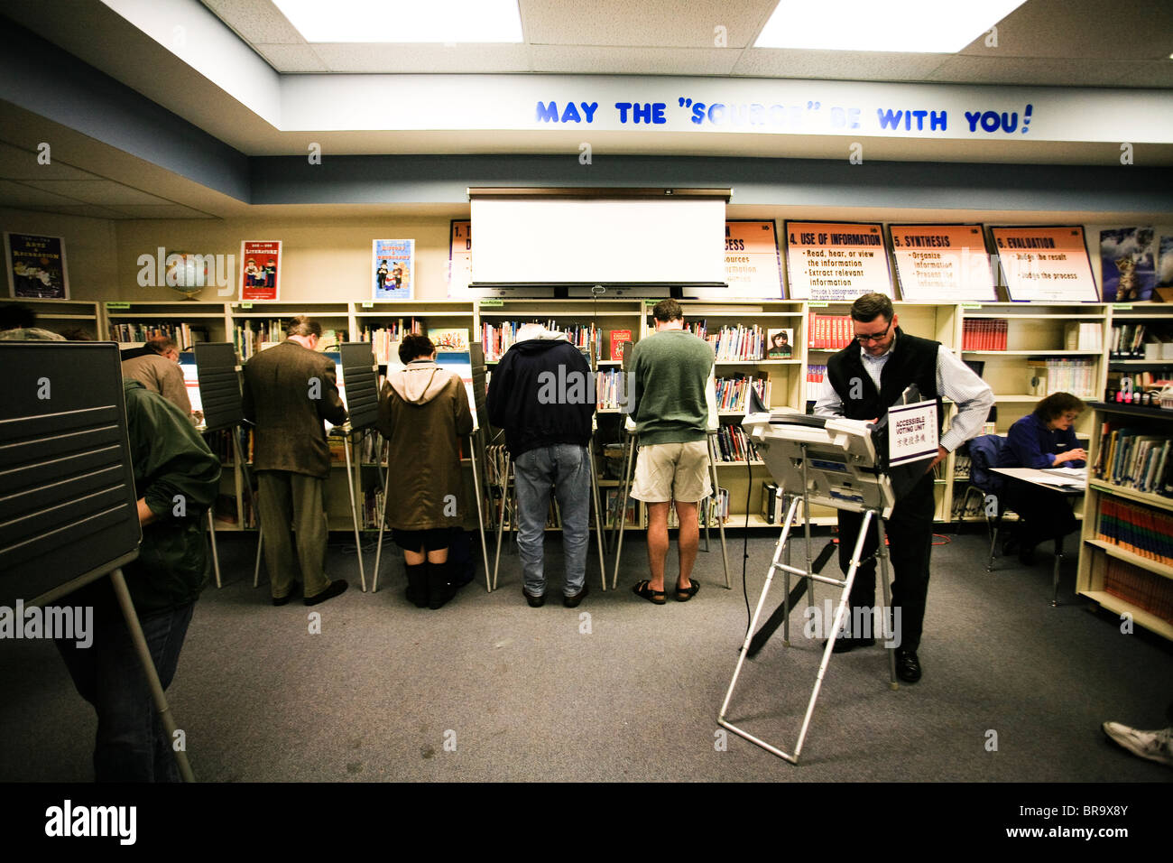 Voters cast their ballots on Election Day in Seattle WA Stock Photo