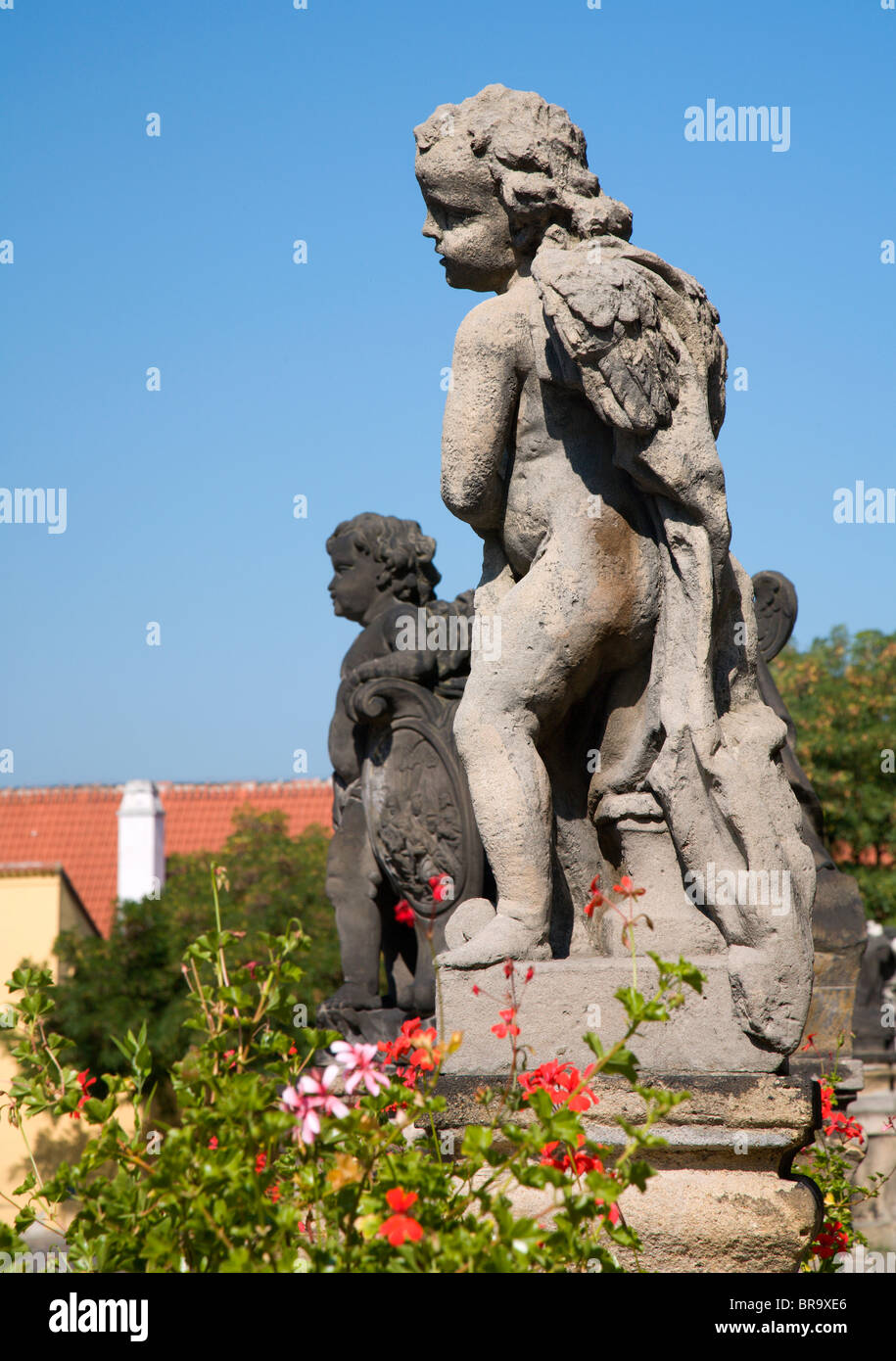 Prague - baroque angel by Loreto church Stock Photo