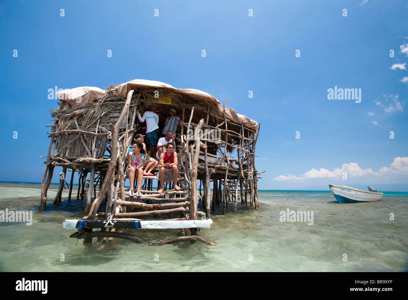 Pelican Bar, Treasure Beach, Jamaica South Coast Stock Photo