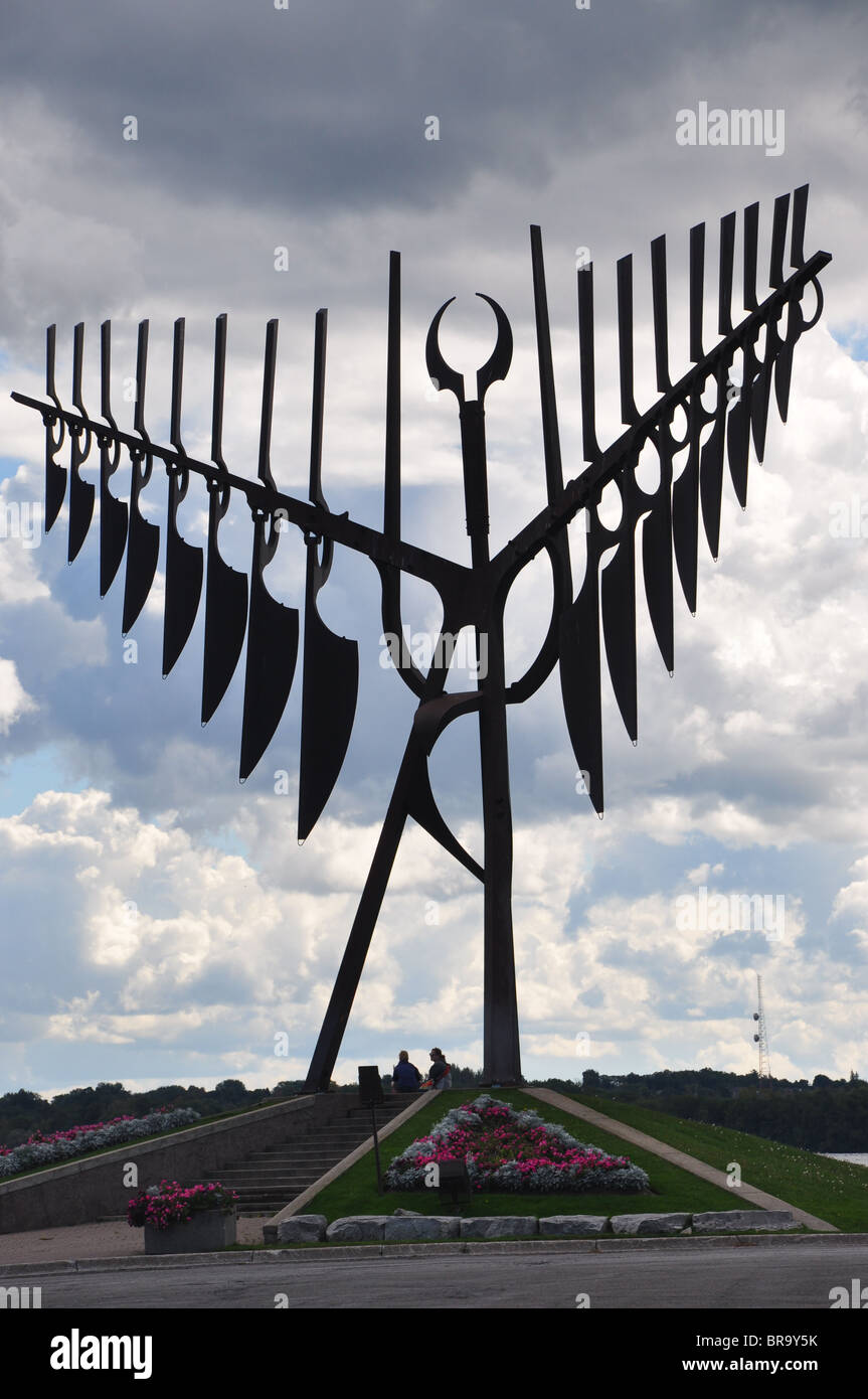 Large mobile sculpture in Barrie Ontario Stock Photo
