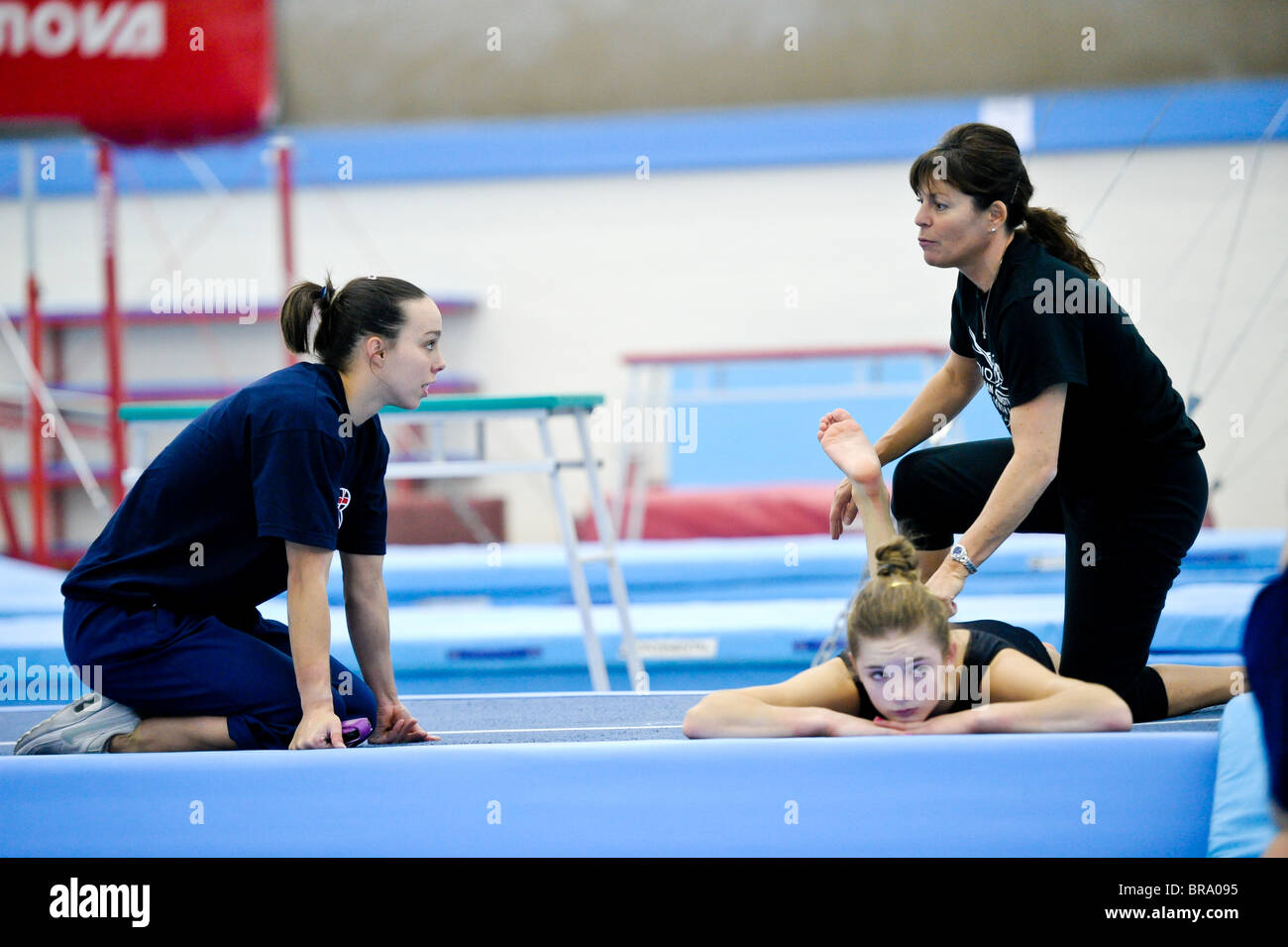 21.9.10 British Gymnastics Press Day.Members of the National Squad in training before the Commonwealth and World Championships. Stock Photo