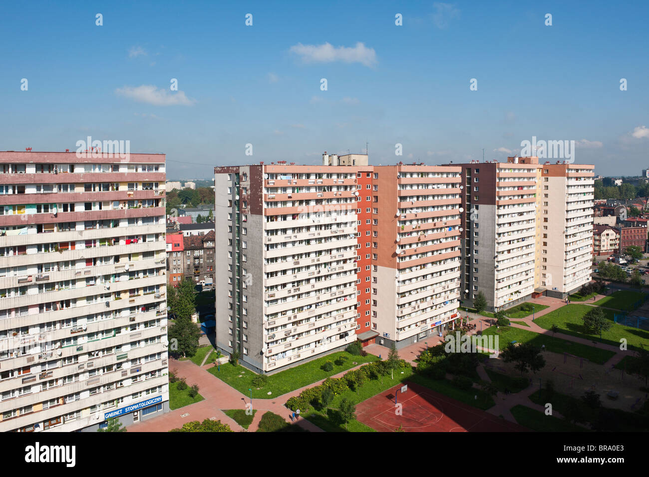 Tower block apartments, Chorzow, Poland Stock Photo