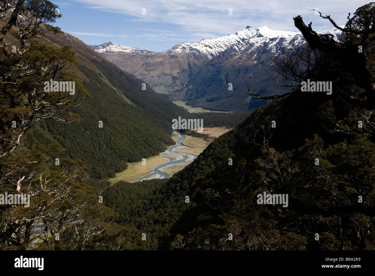 The Matukituki River Valley, West Branch, Mount Aspiring National Park, New Zealand. Stock Photo