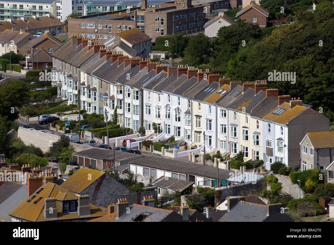 Terraced houses at Fortuneswell on Portland, Dorset, UK Stock Photo Alamy