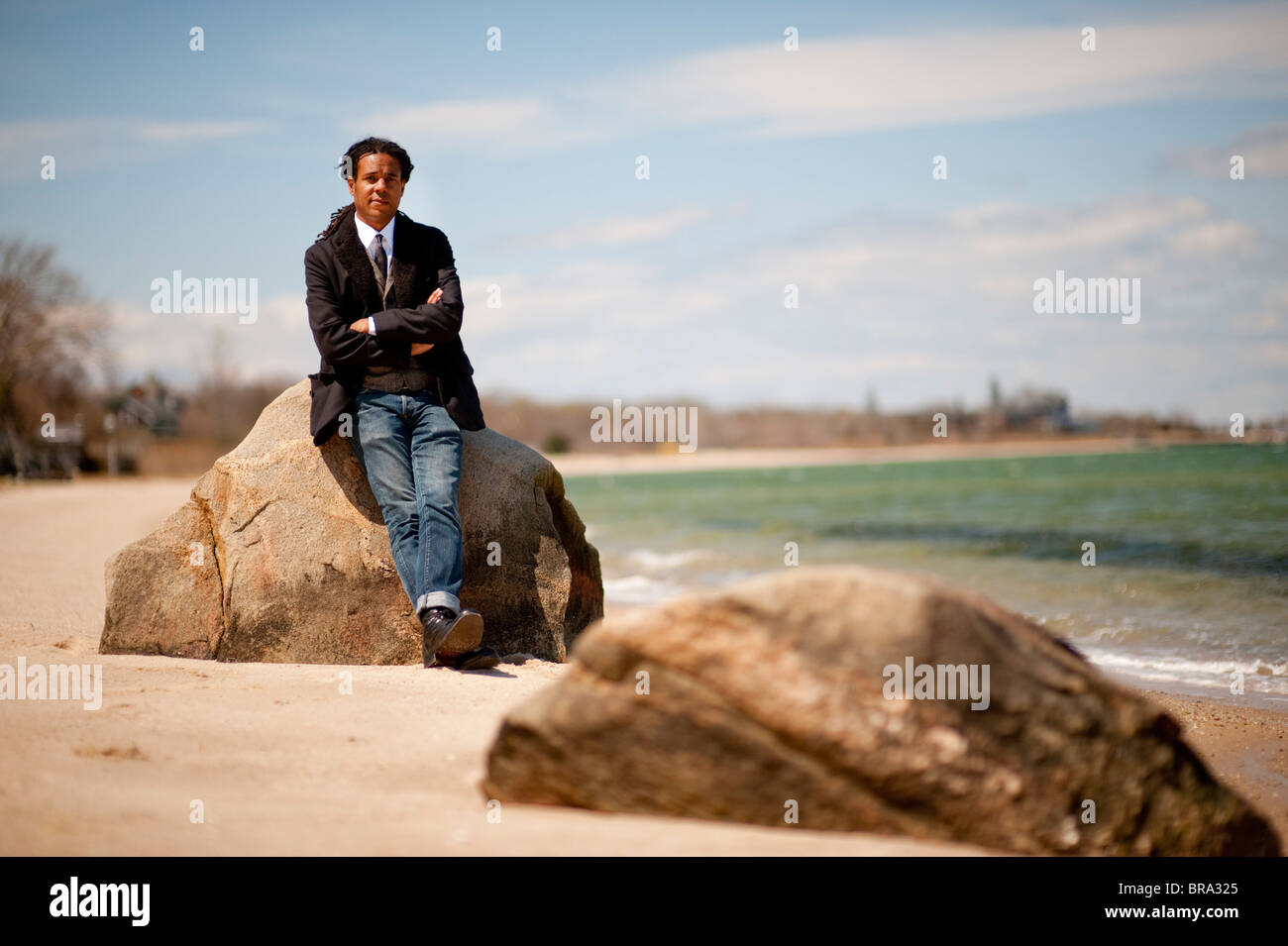 Portrait of author Colson Whithead in Sag Harbor, New York Stock Photo