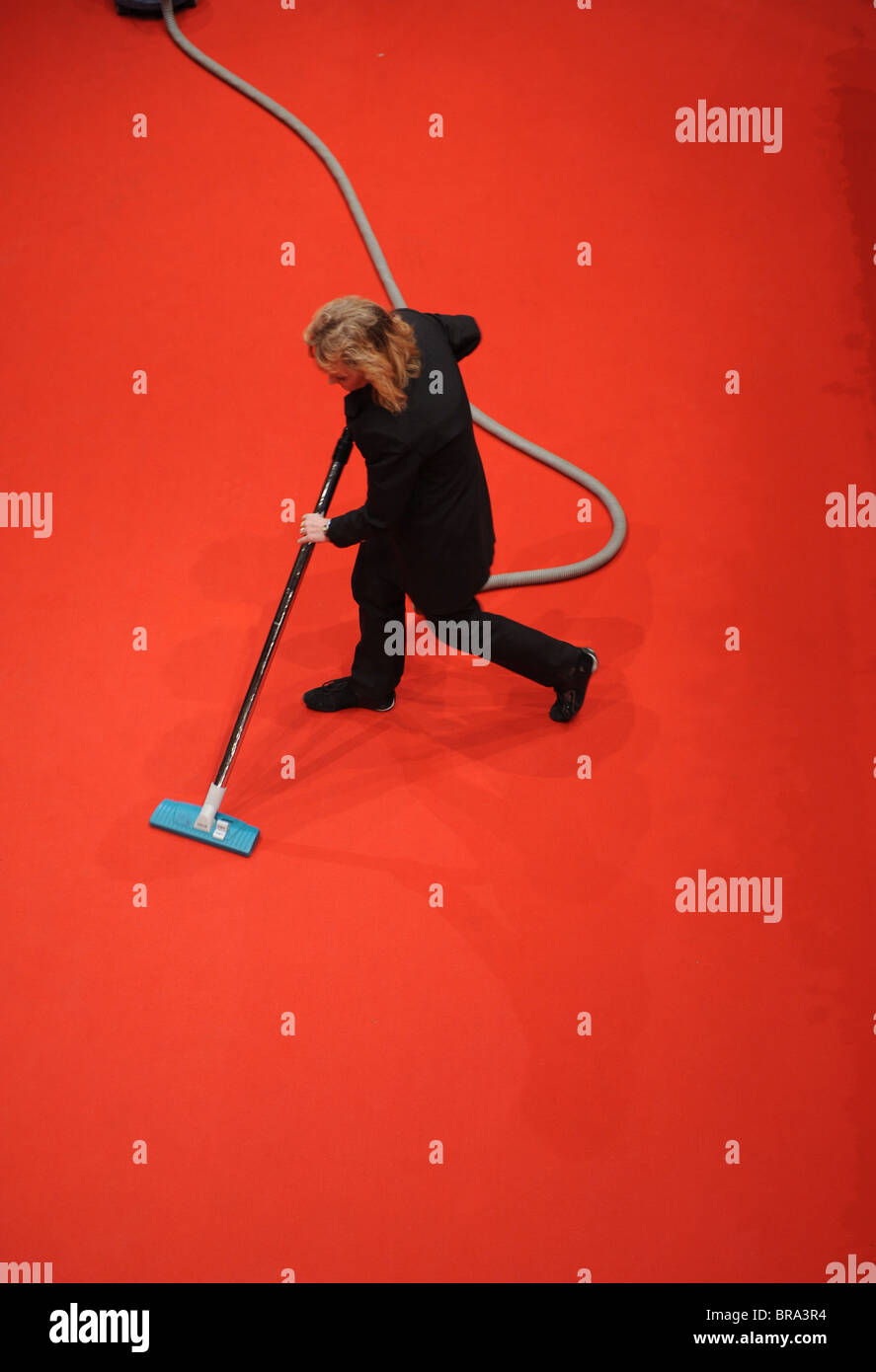 Cleaning of the red carpet at the Berlinale 2008, Berlin, Germany Stock