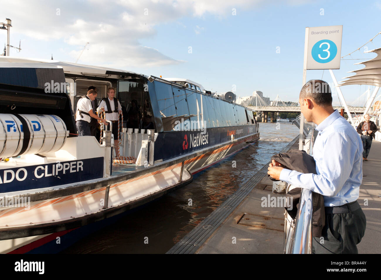 London River services - Thames Clipper - London Eye Pier - London Stock Photo