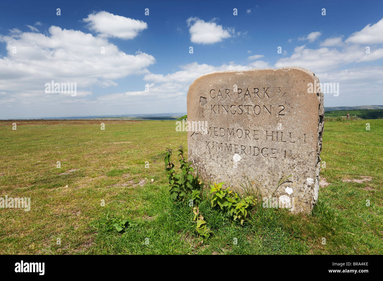 Swyre Head direction stone Stock Photo
