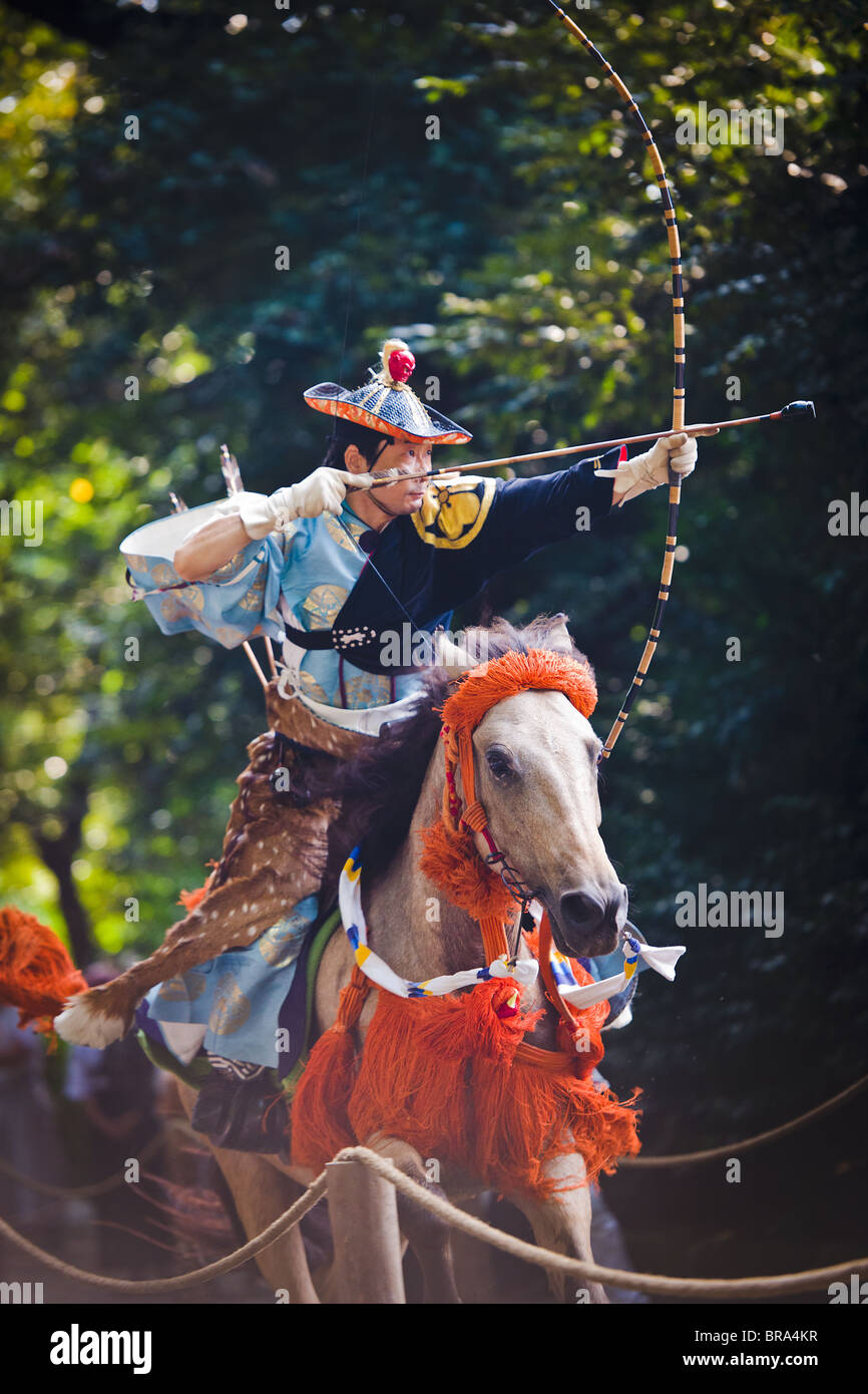 An archer in ancient samurai warrior uniform Stock Photo Alamy