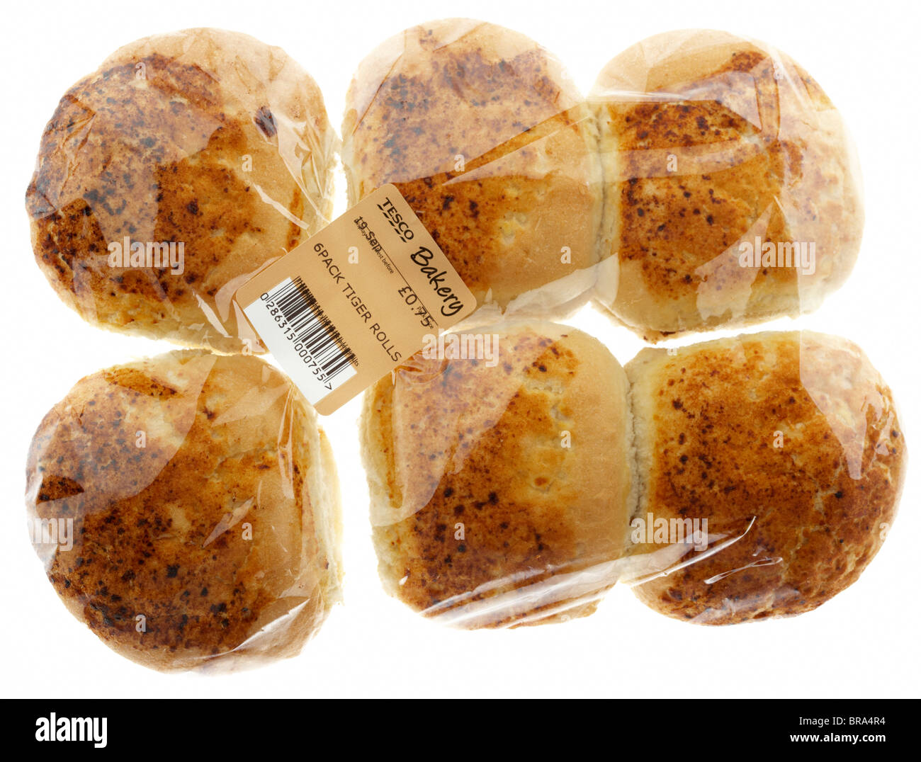 six tiger rolls produced by instore bakery in uk supermarket tesco Stock Photo