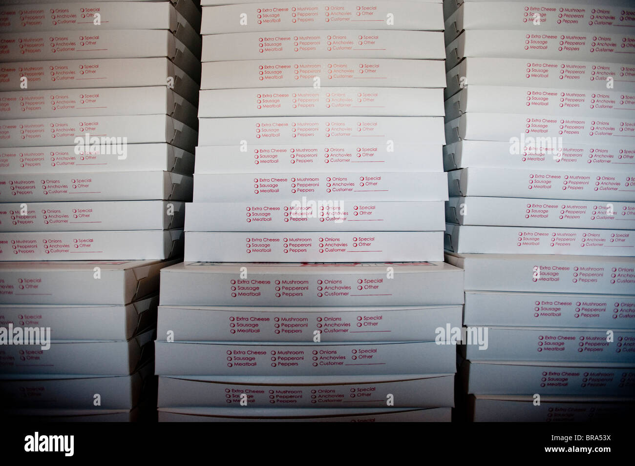 Pizza boxes stack hi-res stock photography and images - Alamy