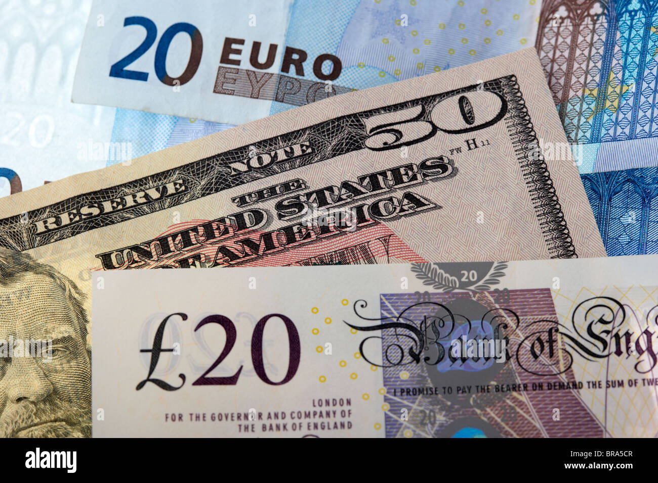 Euro Dollar And British Pounds Sterling Banknotes Mixed Currency Stock 