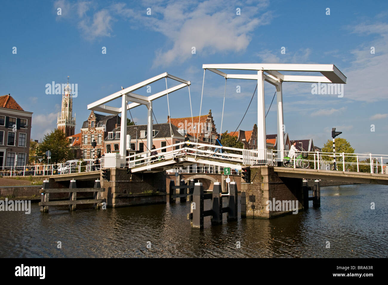 Haarlem Spaarne Bridge Canal Spaarne Netherlands Holland Stock Photo