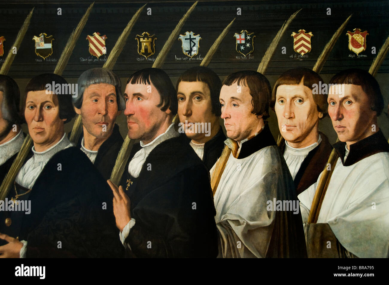 Netherlands Jan van Sorel Painting Twelve members of the Jerusalem brotherhood of Haarlem 1527 Stock Photo